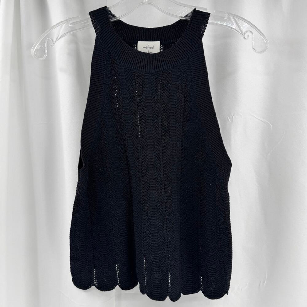 Aritzia Wilfred Tulip Hem Halter Knit Tank Cream and Black